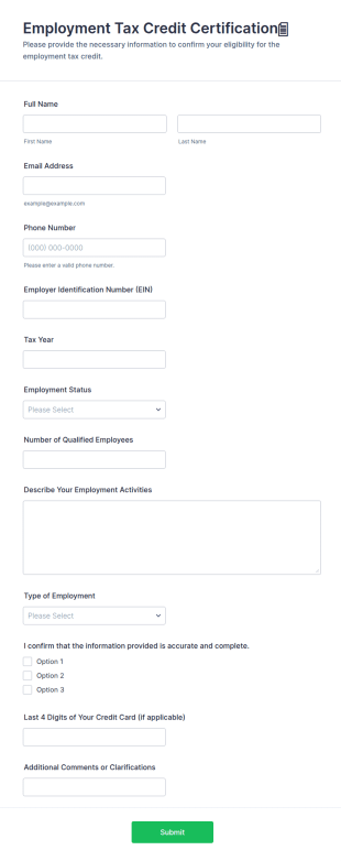 Employment Tax Credit Certification📄 Form Template