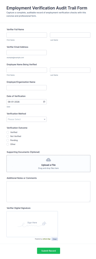 Employment Verification Audit Trail Form Template