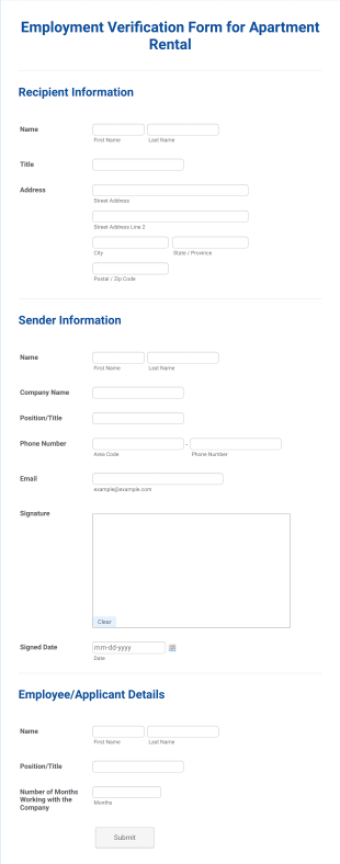 Employment Verification Form For Apartment Rental Form Template