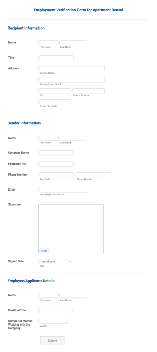 Employment Verification Form For Apartment Rental