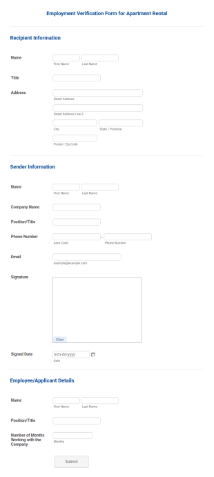Employment Verification Form For Apartment Rental