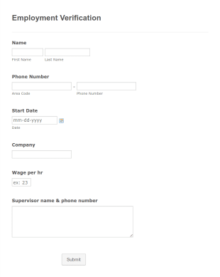 Employment Verification Form Template