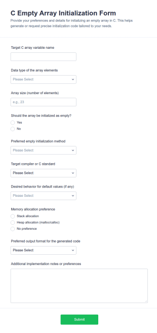 Empty Array Initialization Form Template