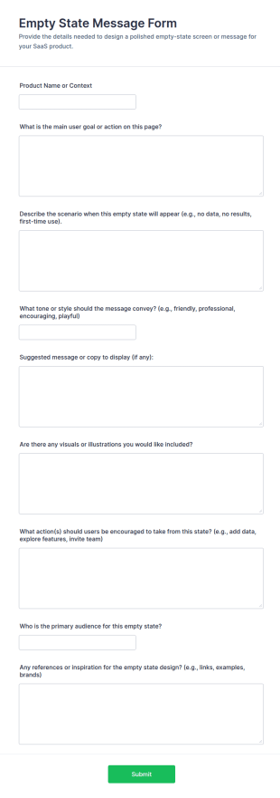 Empty State Message Form Template