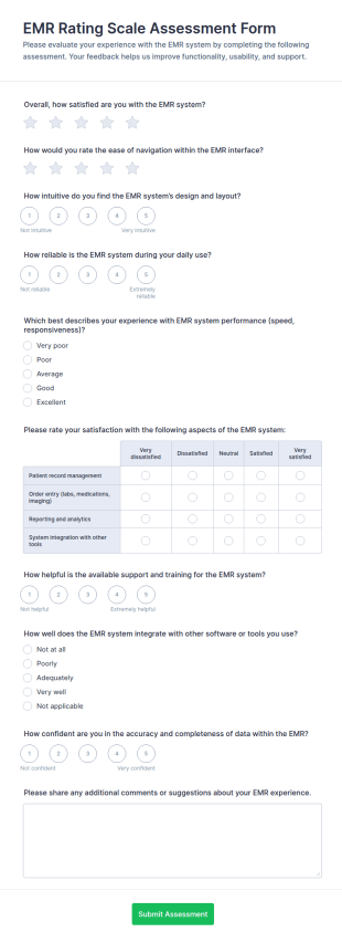 EMR Rating Scale Assessment Form Template