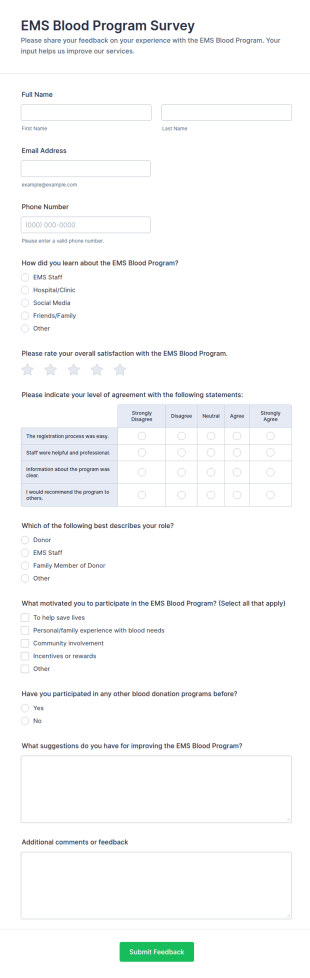 EMS Blood Program Survey Form Template