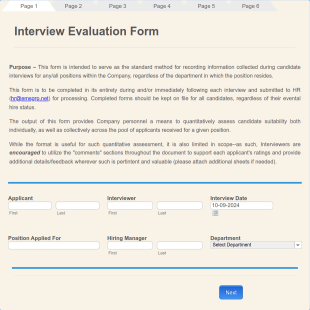 EMS Interview Evaluation Form Template