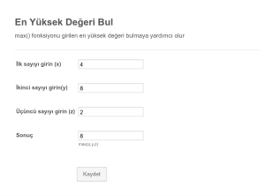 En Yüksek Değeri Bul Form Template