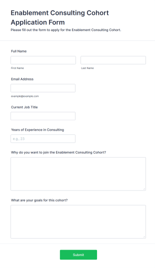 Enablement Consulting Cohort Application Form Form Template