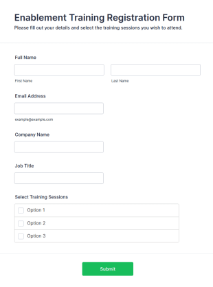 Enablement Training Registration Form Template