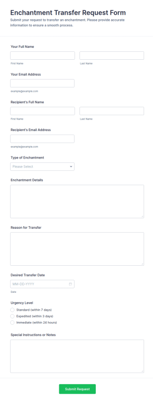 Enchantment Transfer Request Form Template