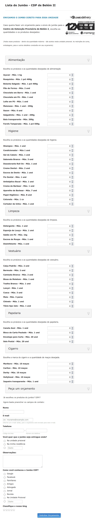 Encomenda Mantimentos CDP Belém II Form Template