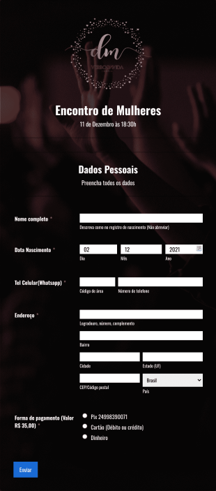 Encontro De Mulheres Verbo Da Vida Form Template