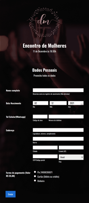 Encontro De Mulheres Verbo Da Vida Form Template