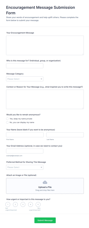 Encouragement Message Submission Form Template