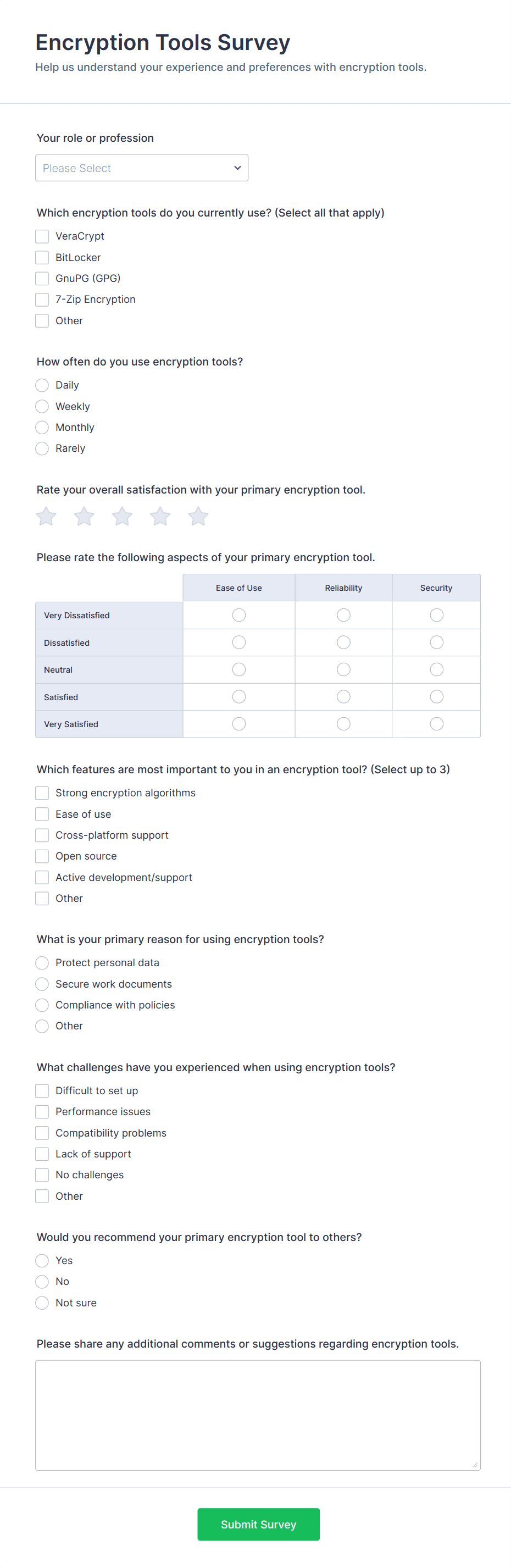 Encryption Tools Survey Form Template | Jotform