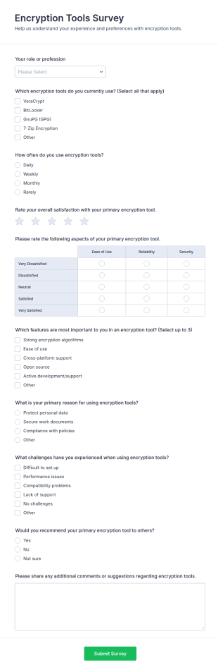 Encryption Tools Survey Form Template