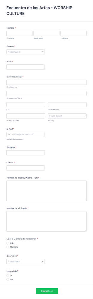 Encuentro De Las Artes Worship Culture 2013 Form Template