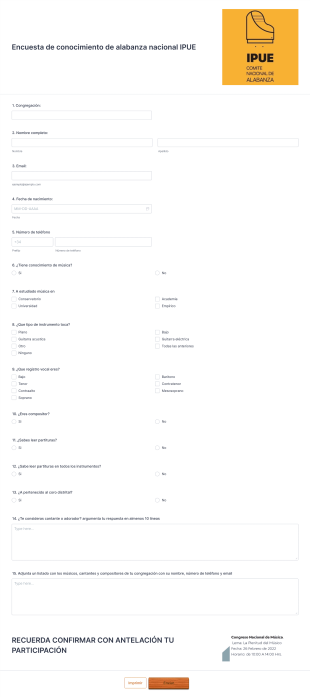 Encuesta De Alabanza Nacional IPUE