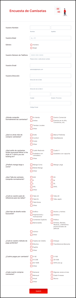 Encuesta De Camisetas Form Template