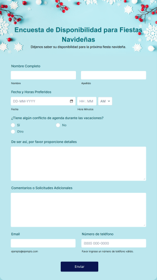 Encuesta De Disponibilidad Para Fiestas Navideñas Form Template