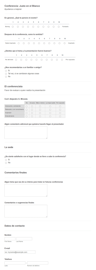 Encuesta De Evaluación De Eventos Y Conferencias