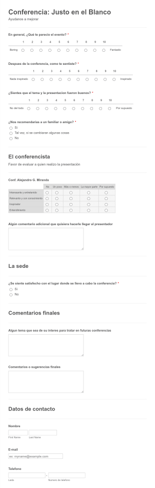 Encuesta De Evaluación De Eventos Y Conferencias