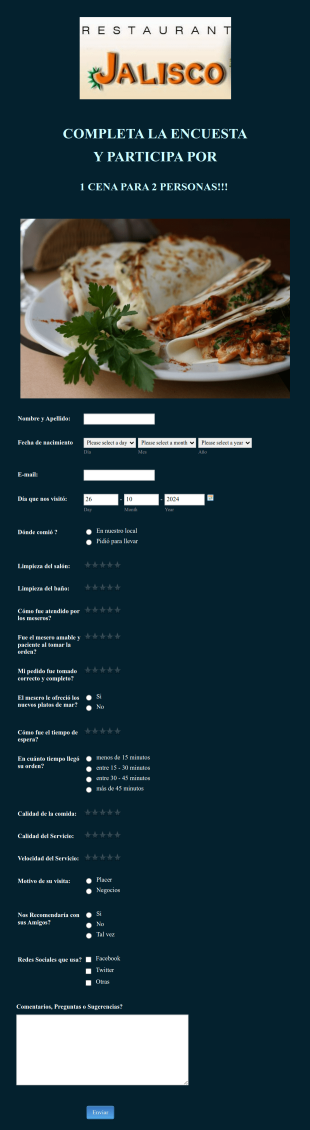 Encuesta De Evaluación De Restaurante Form Template