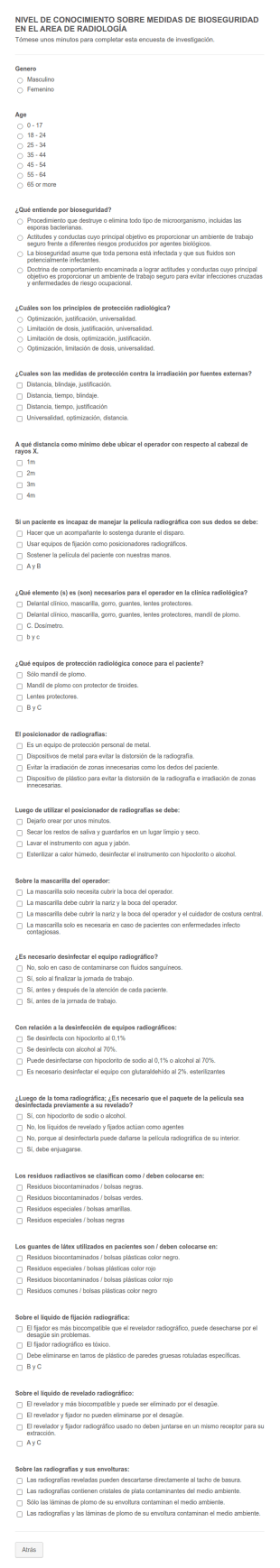 Encuesta De Investigación De Bioseguridad