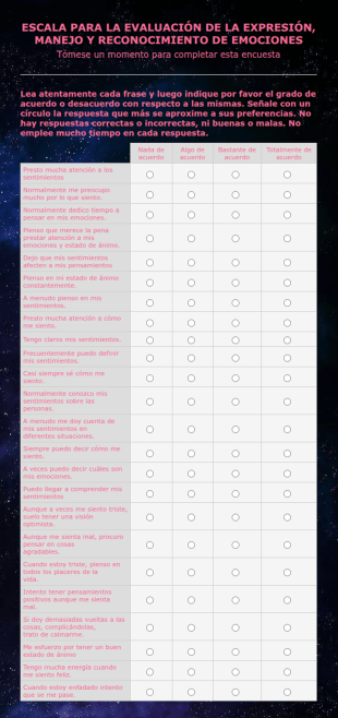 Encuesta De La Escala Para La Evaluación De La Expresión, Manejo Y Reconocimiento De Emociones