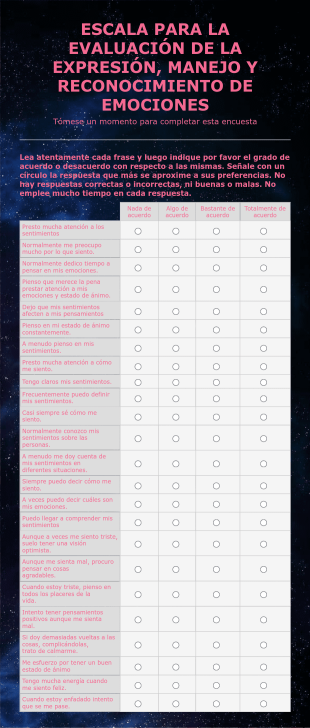 Encuesta De La Escala Para La Evaluación De La Expresión, Manejo Y Reconocimiento De Emociones