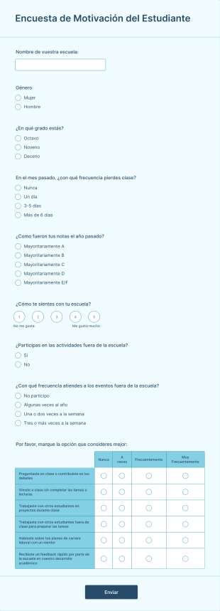 Encuesta De Motivación Del Estudiante Form Template