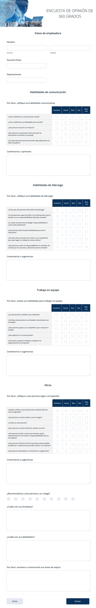 Encuesta De Opinión De 360 Grados Form Template