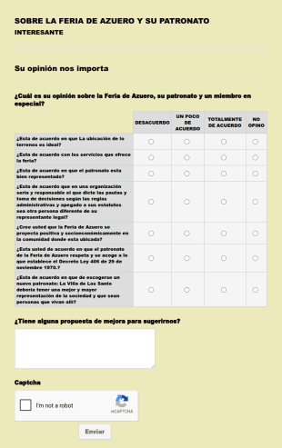 Encuesta De Opinión Sobre La Feria De Azuero