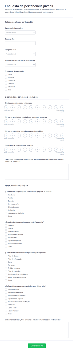 Encuesta De Pertenencia Juvenil