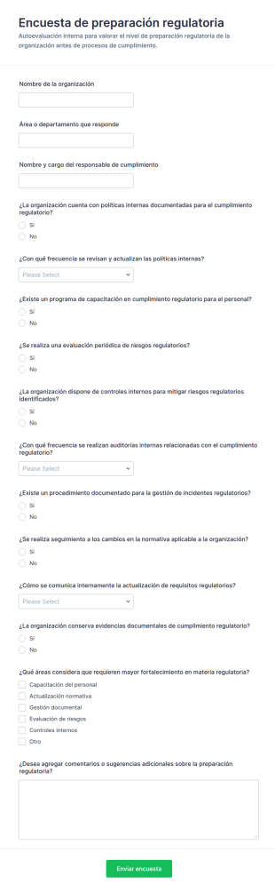 Encuesta De Preparación Regulatoria