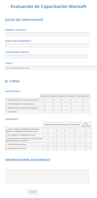 Encuesta De Salida De Capacitaciones Form Template