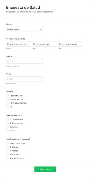 Encuesta De Salud Form Template