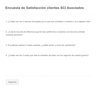 Encuesta De Satisfacción Clientes SCI Asociados