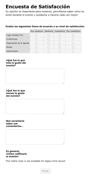 Encuesta De Satisfacción De Asistencia A Evento Form Template