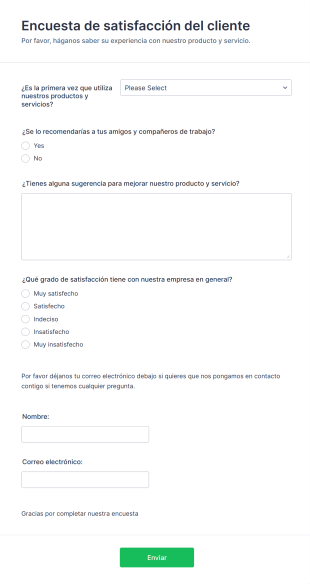 Encuesta De Satisfacción De Clientes