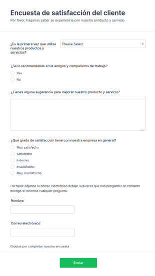 Encuesta De Satisfacción De Clientes