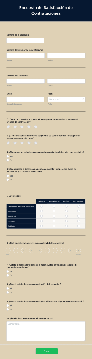 Encuesta De Satisfacción De Contrataciones Form Template