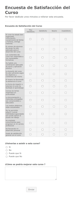 Encuesta De Satisfacción De Curso