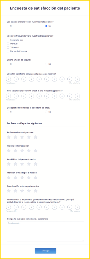 Encuesta De Satisfacción Del Paciente Form Template