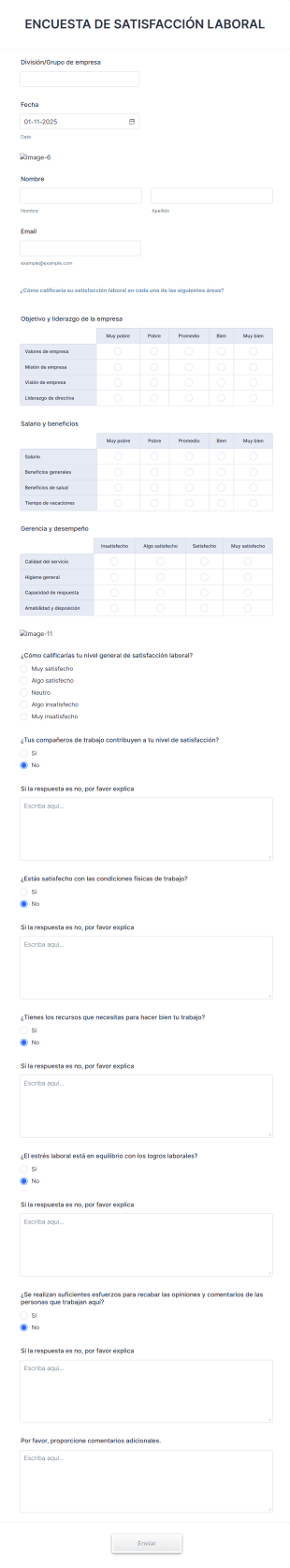 Encuesta De Satisfacción Laboral Form Template