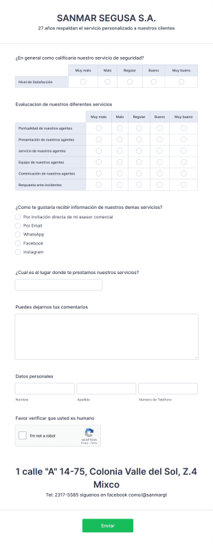 Encuesta De Satisfacción SANMAR SEGUSA