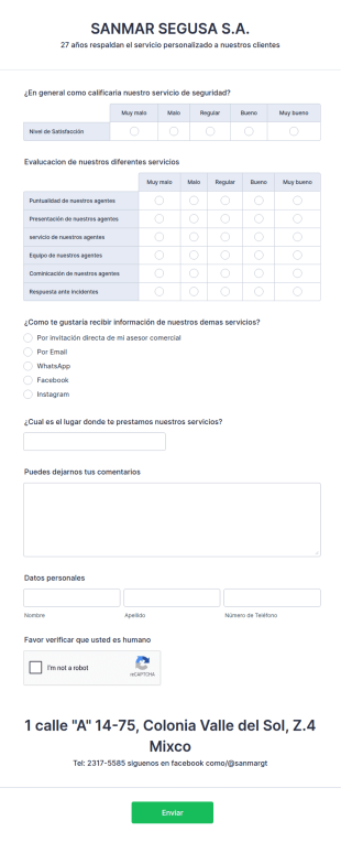 Encuesta De Satisfacción SANMAR SEGUSA