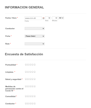 ENCUESTA DE SATISFACCION TRANSPORTE Form Template