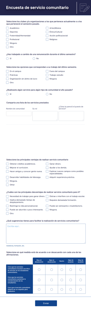 Encuesta De Servicio Comunitario